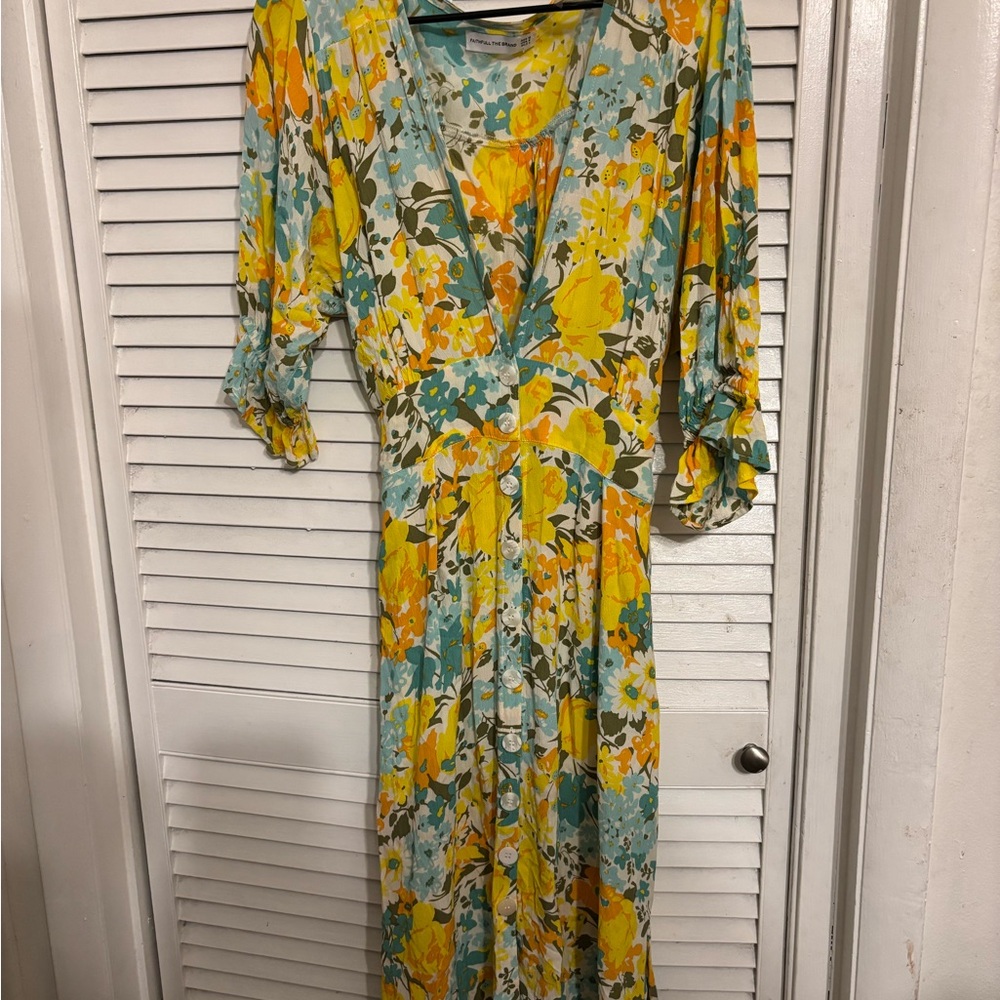 Rafa Midi Dress in Lera Floral Faithfull the brand Large - Picture 2 of 10